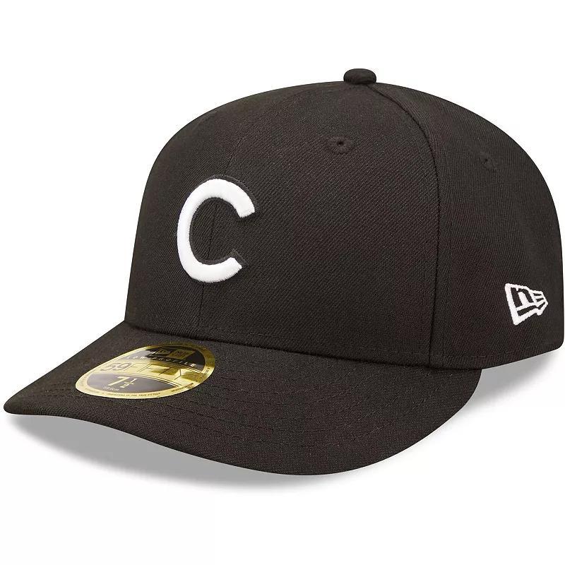 Mens New Era Chicago Cubs Black and White Low Profile 59FIFTY Fitted Hat - Black Product Image