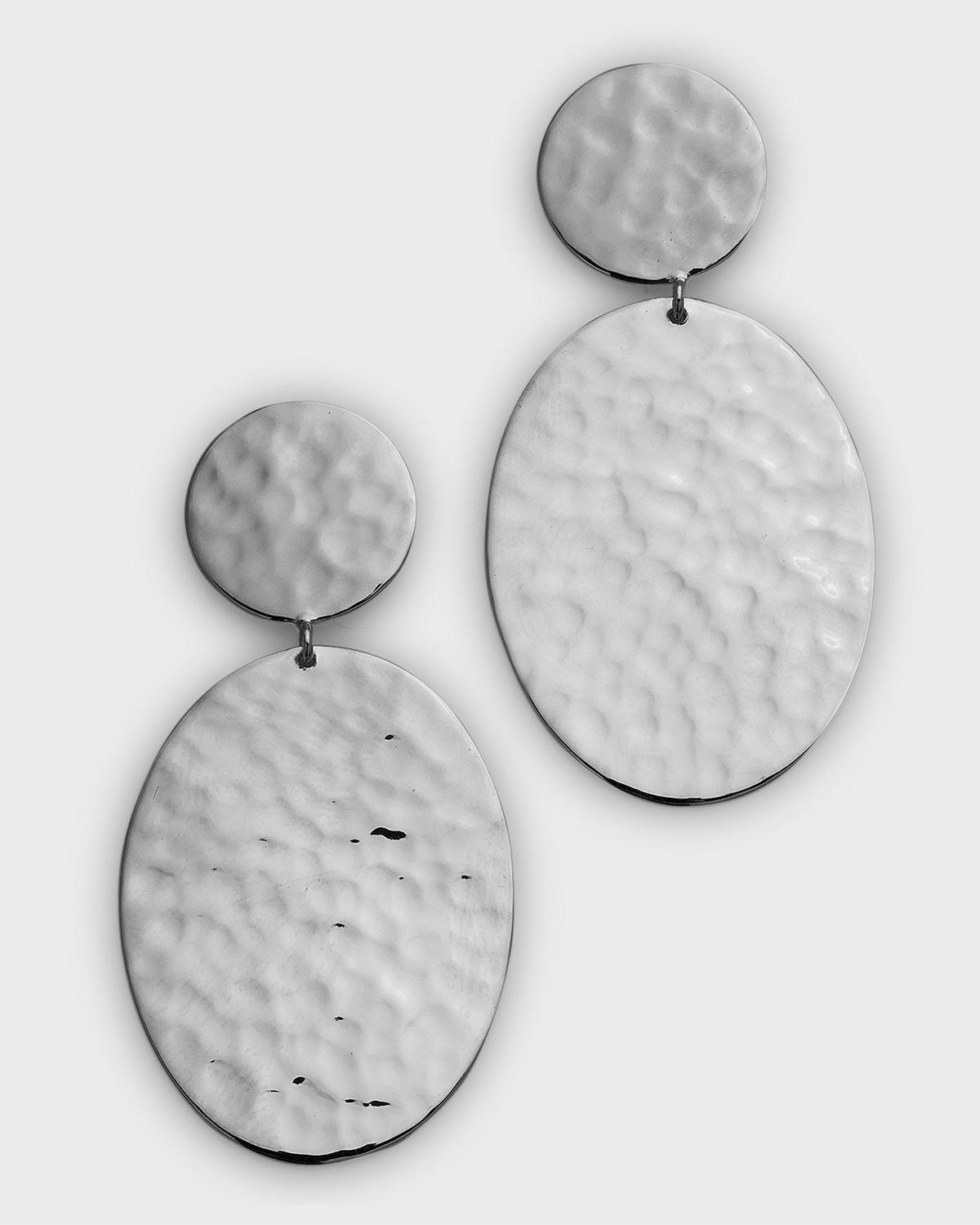 Womens Classico Hammered Sterling Oval Snowman Earrings Product Image