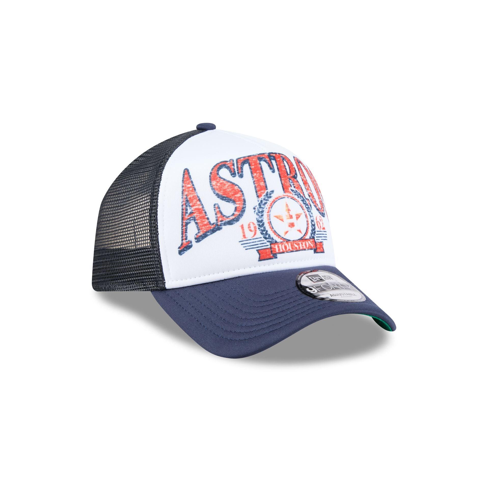 Houston Astros Distressed 9FORTY A-Frame Trucker Hat Male Product Image