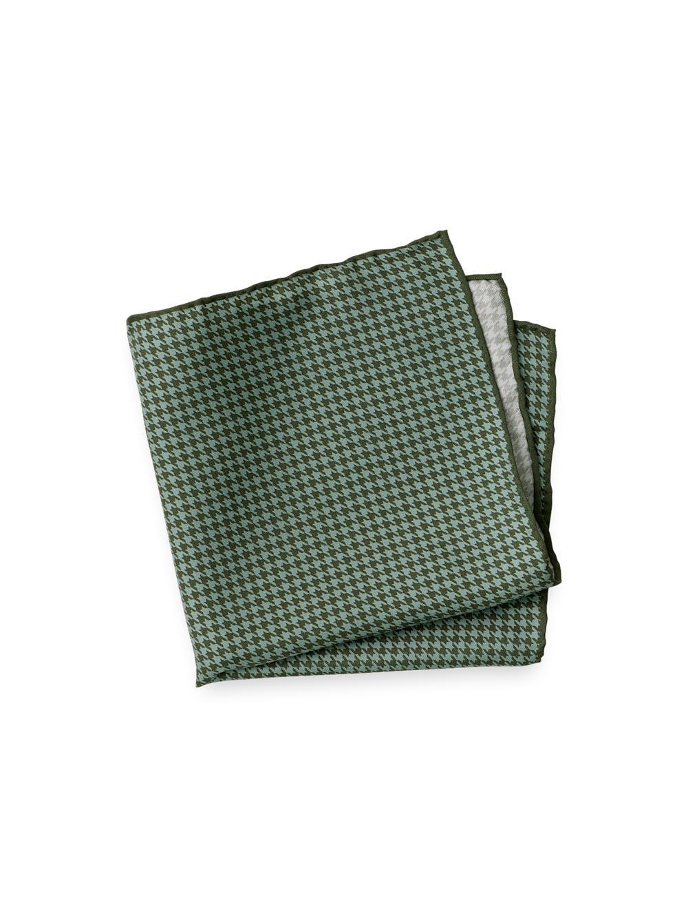 Houndstooth Silk Pocket Square - Green Product Image