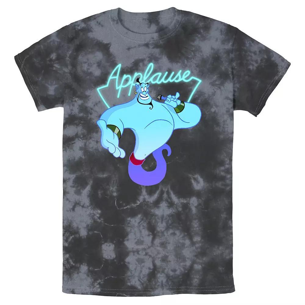 Men's Disney Aladdin Genie Applause Neon Sign Portrait Bomabrd Wash Tee, Size: XL, White Blue Product Image