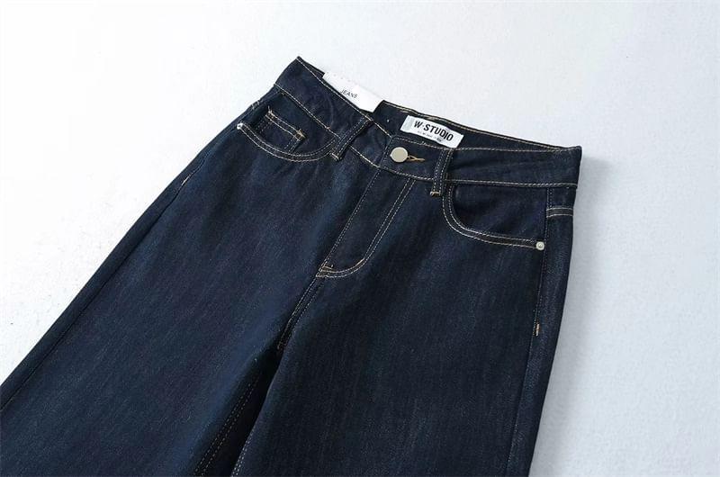High Waist Unwashed Wide Leg Jeans (Various Designs) Product Image