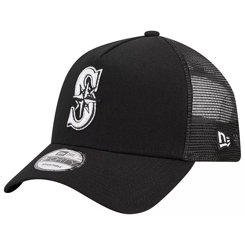 Men's New Era Black Chicago Cubs A-Frame 9FORTY Trucker Adjustable Hat Product Image
