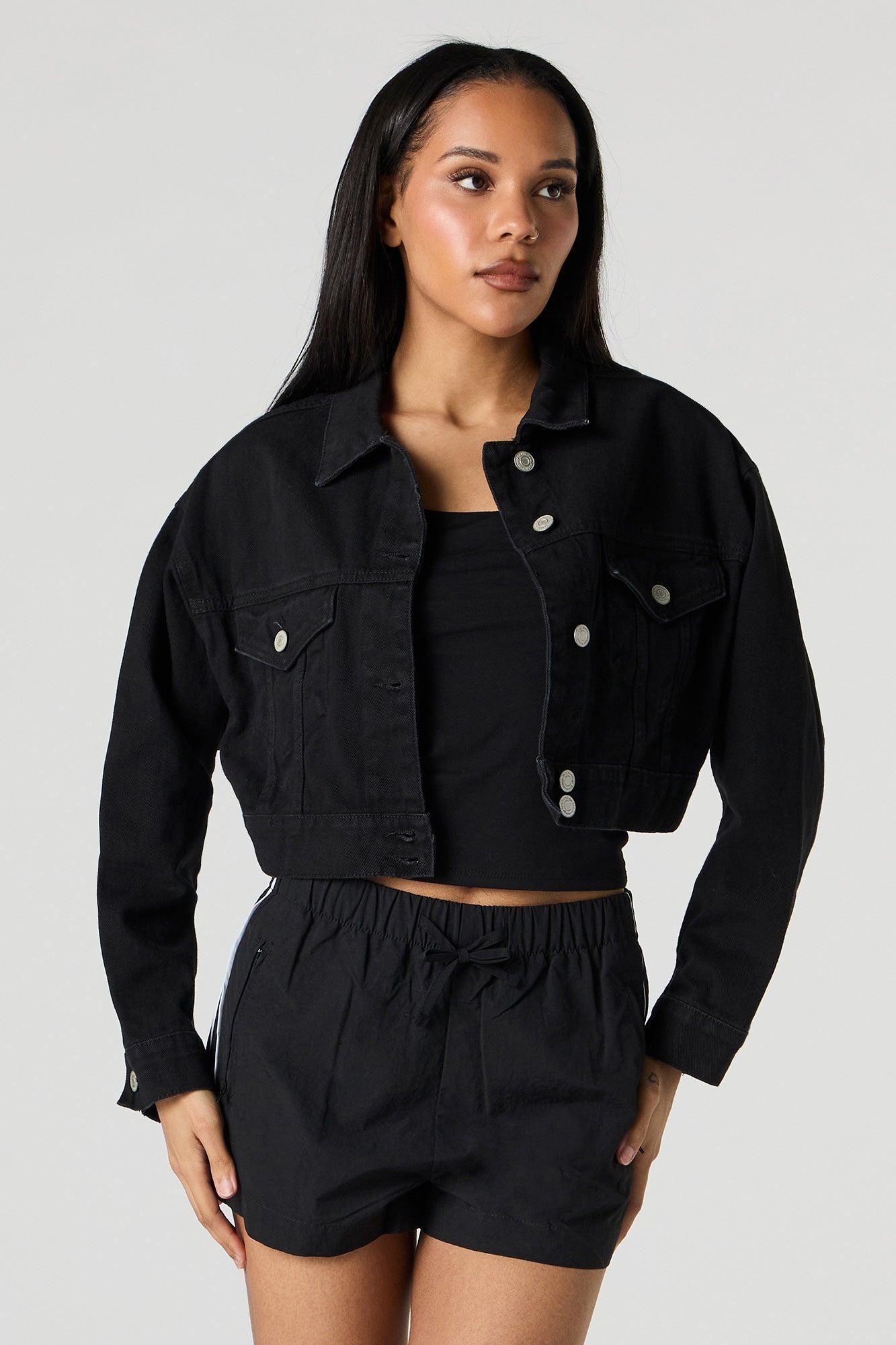 Cropped Denim Trucker Jacket Female Product Image
