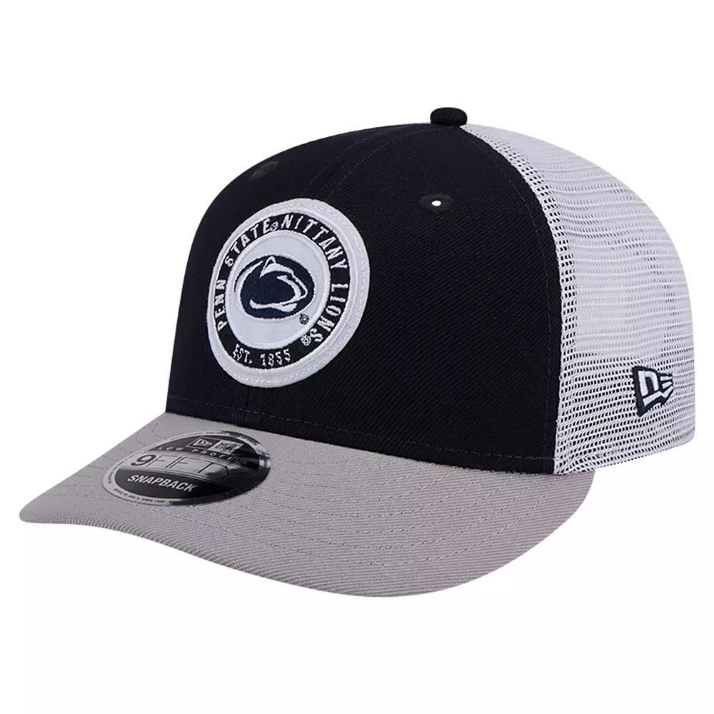 Men's New Era Navy Penn State Nittany Lions Throwback Circle Patch 9FIFTY Trucker Snapback Hat, Blue Product Image