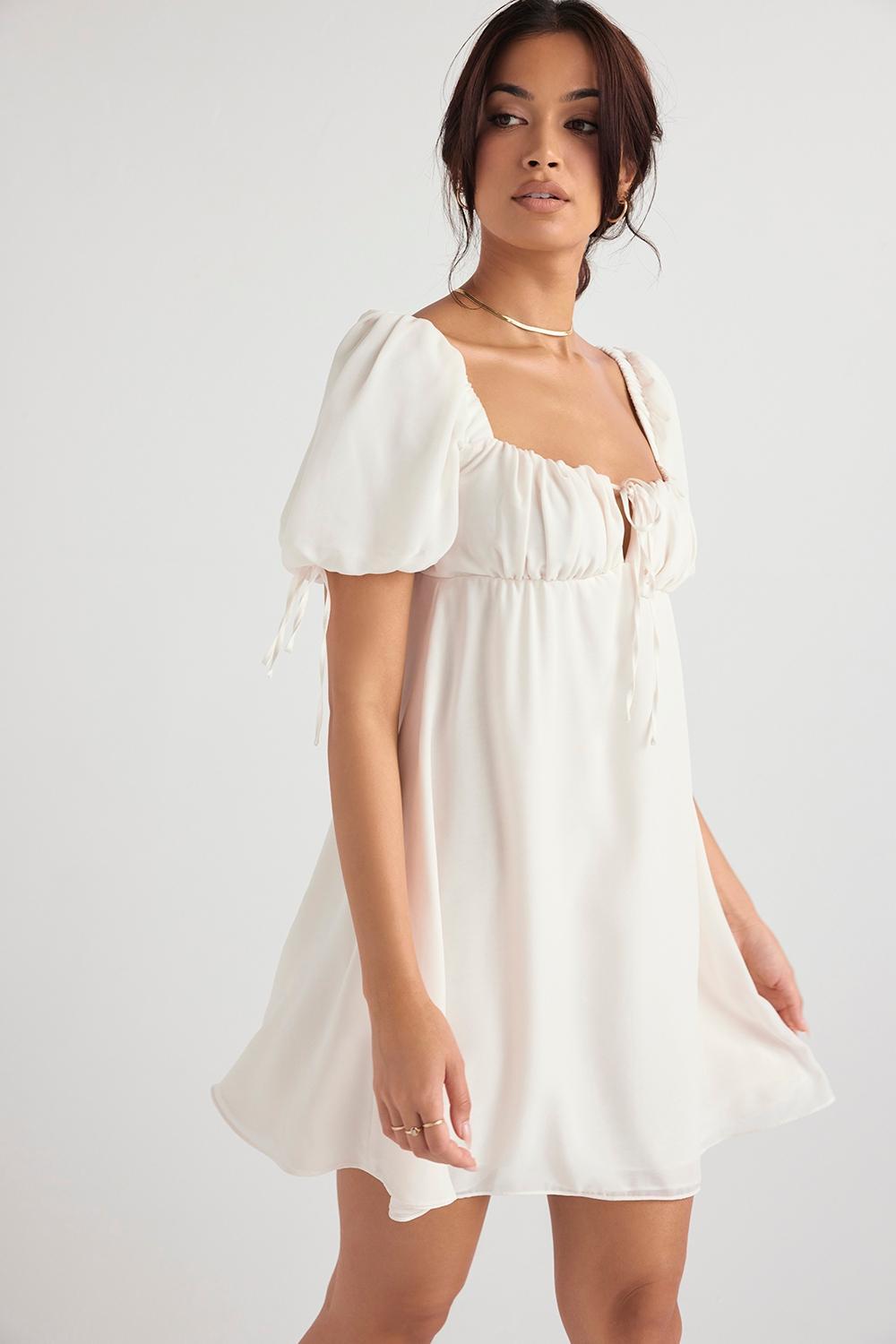 Princess Ivory Georgette Mini Dress Product Image