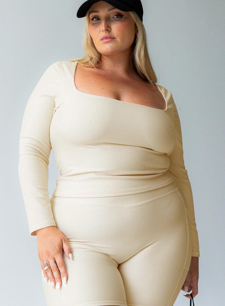 Power Activewear Rib Shorts Latte Curve Product Image