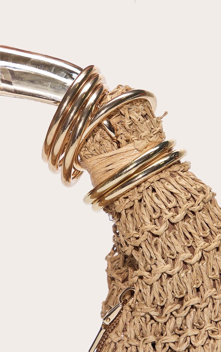 Gold Metal Handle Raffia Hand Bag Product Image