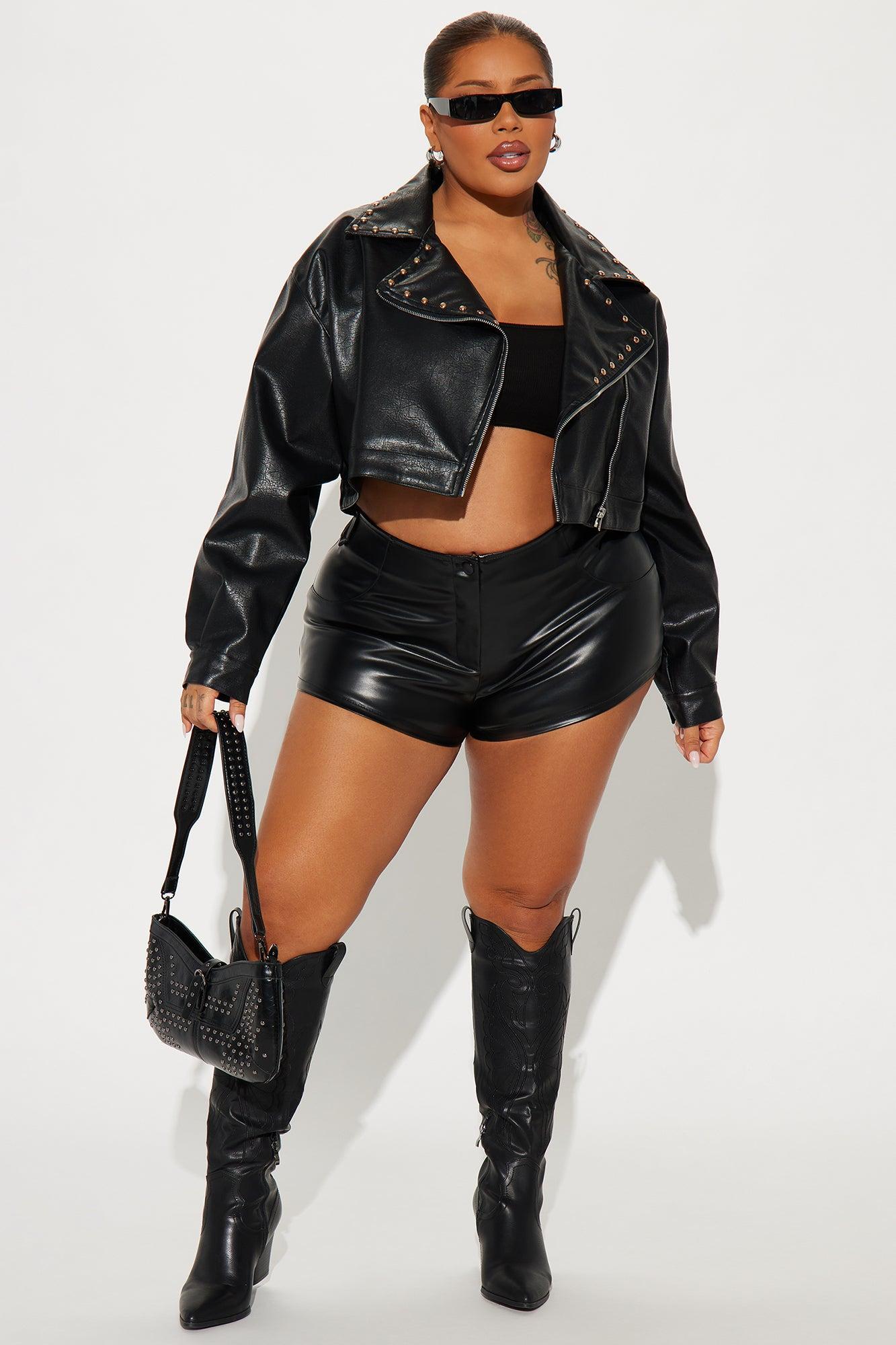Such A Stud Faux Leather Jacket - Black Product Image