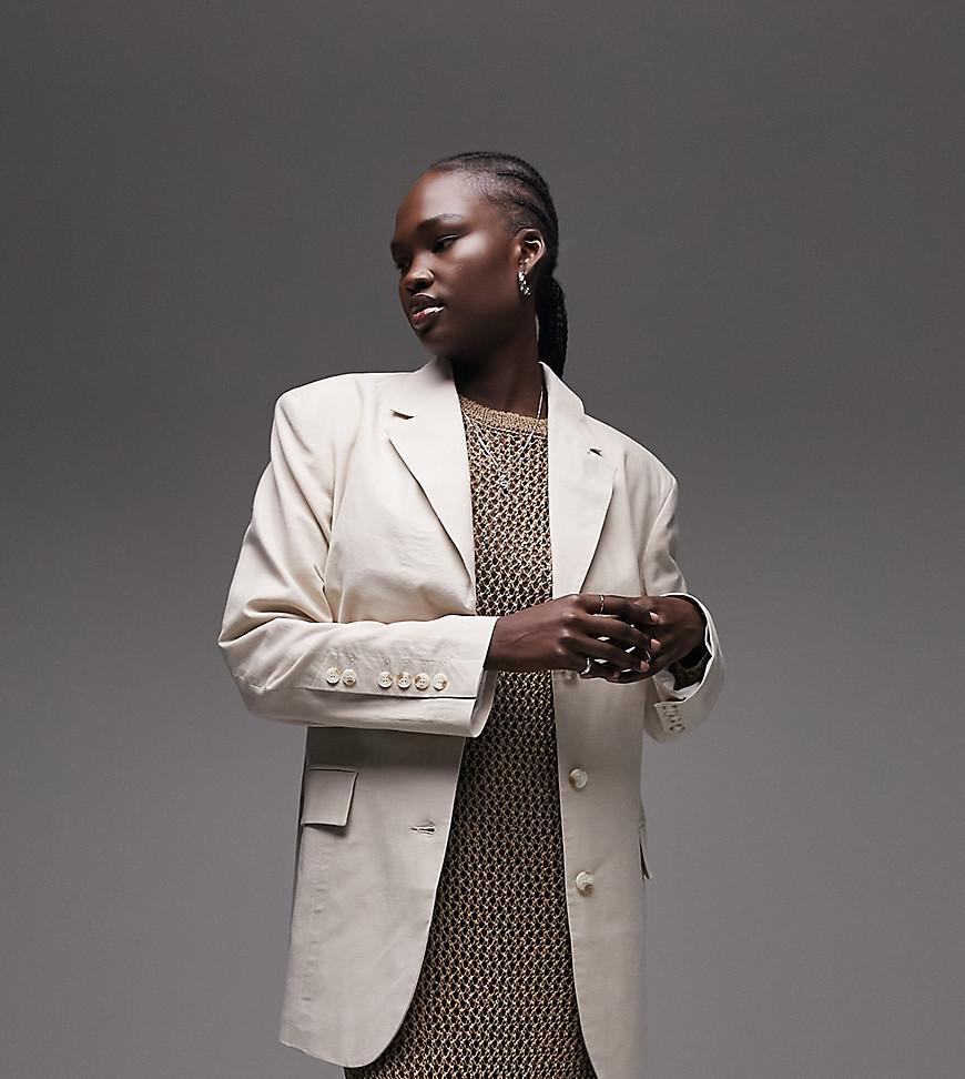 Topshop Tall linen-blend single breasted blazer Product Image