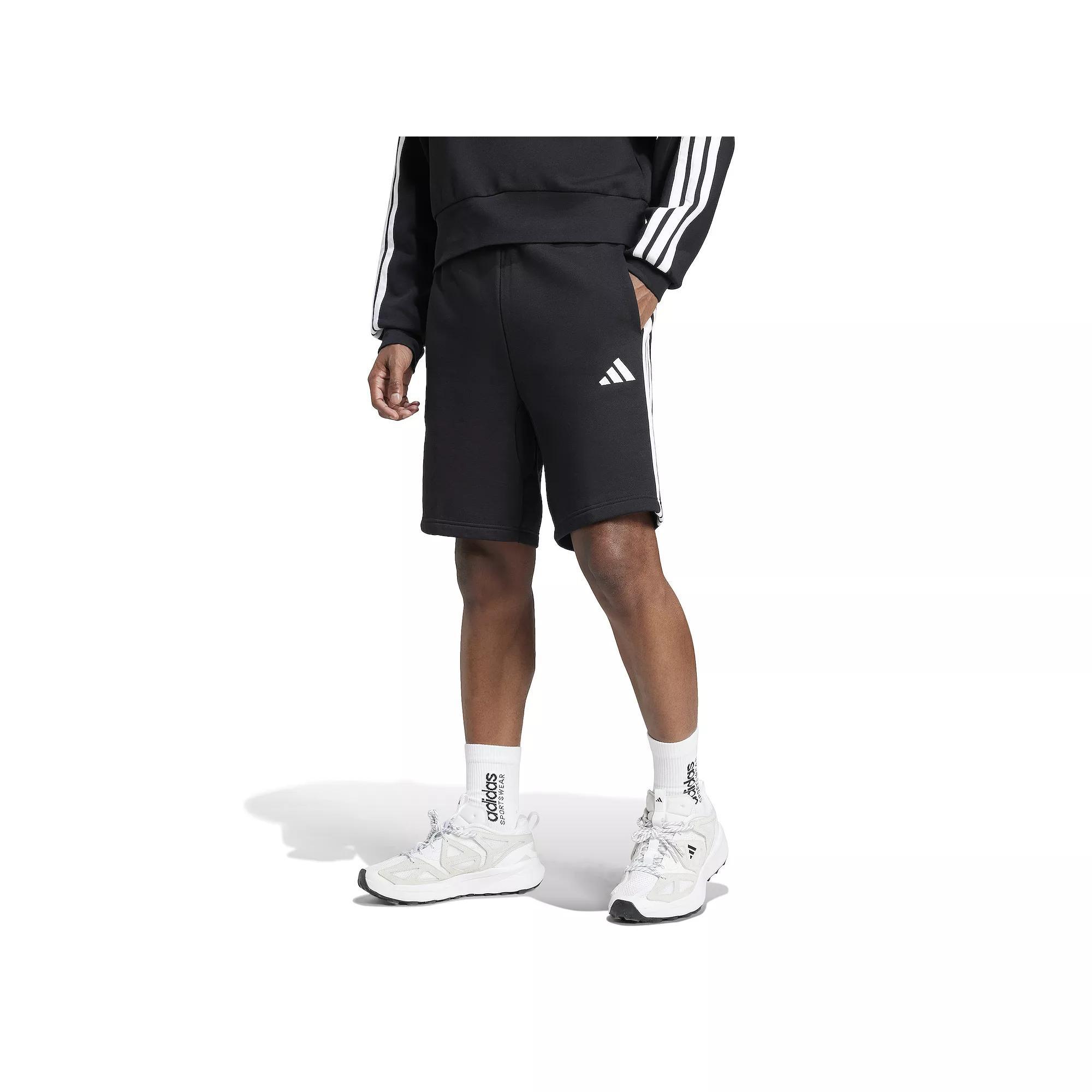 Men's adidas Essentials 3-Stripes Fleece Sportswear Shorts, Size: Medium, Black Product Image