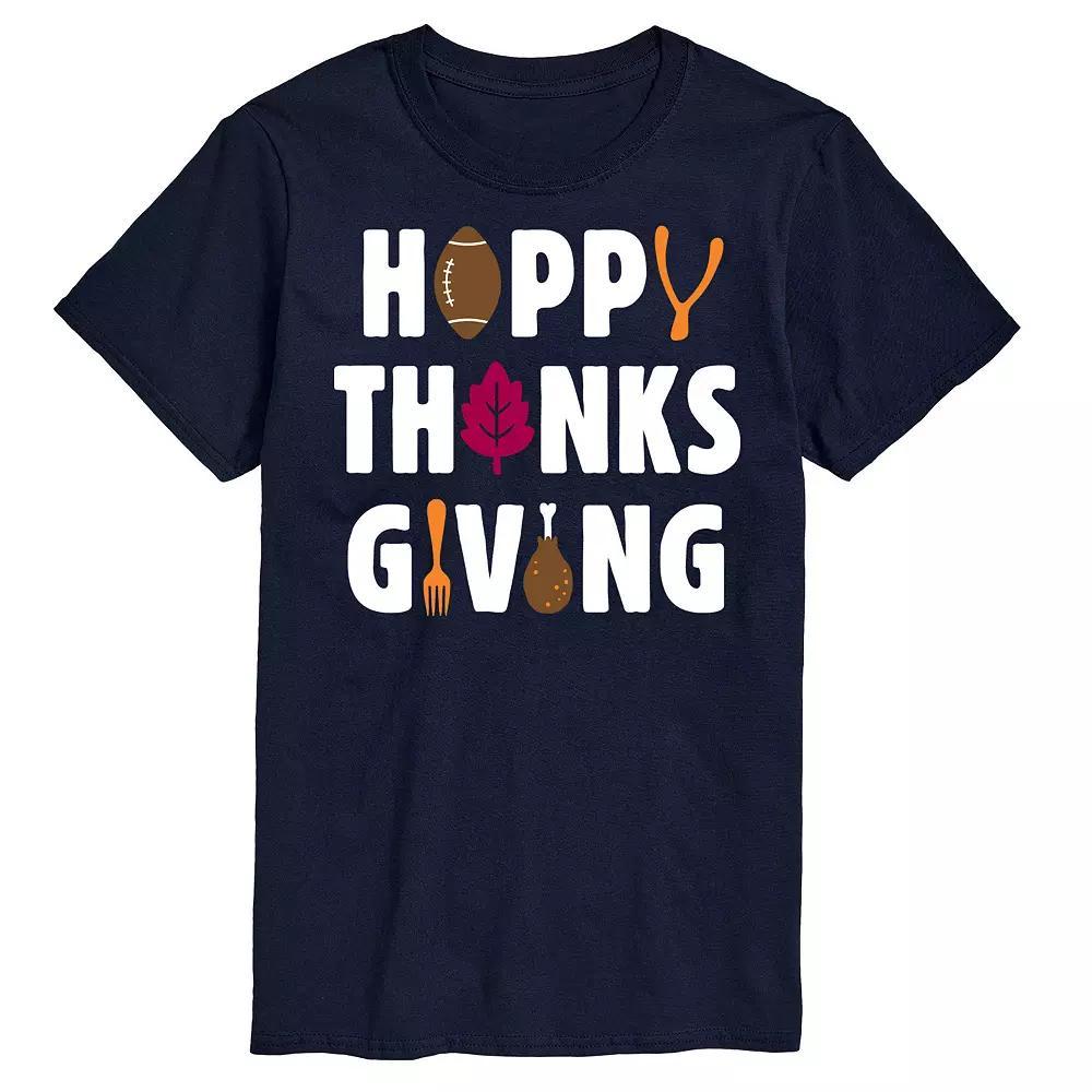 Men's Happy Thanksgiving Icons Graphic Tee, Size: XL, Blue Product Image