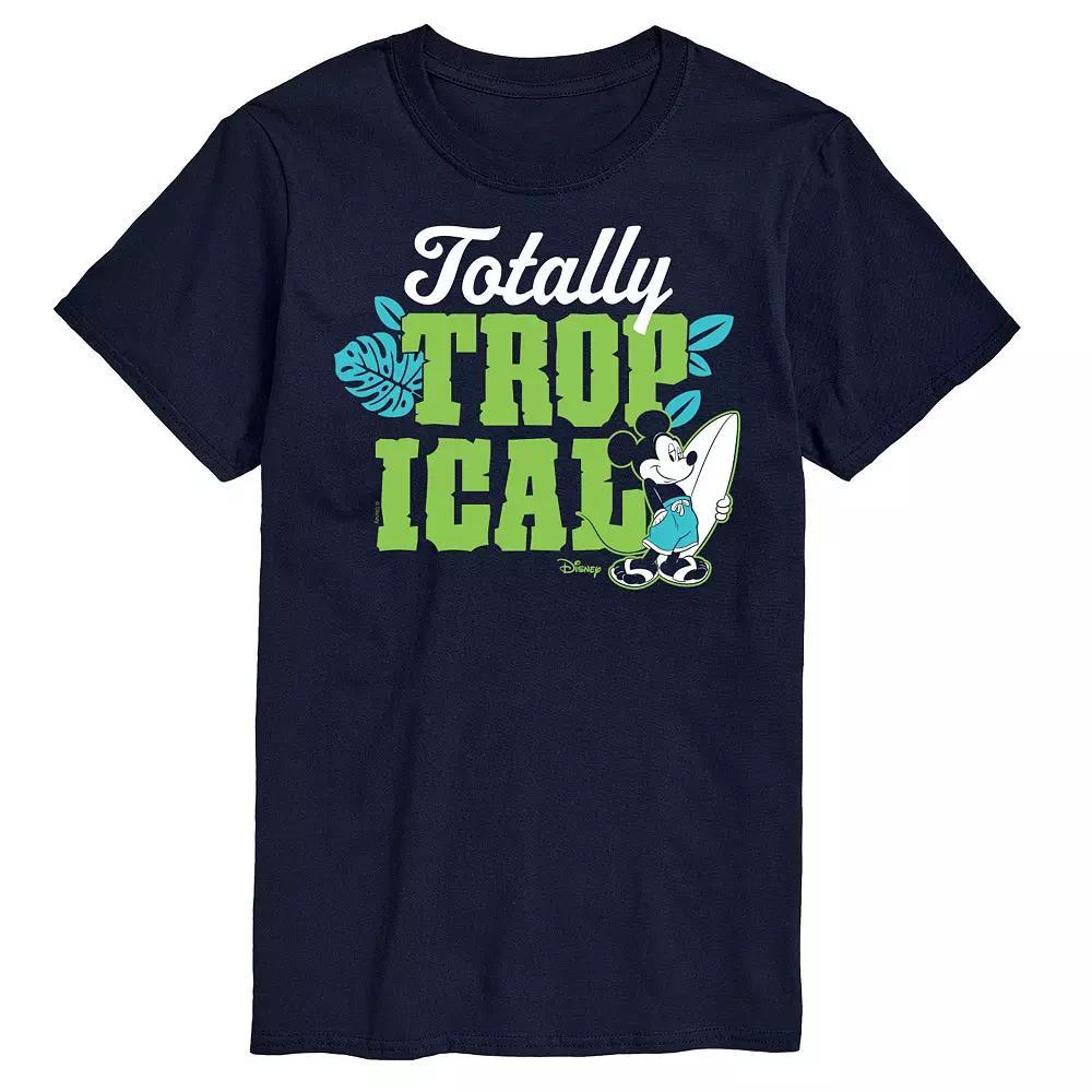 Disneys Mickey Mouse Mens Totally Tropical Graphic Tee Blue Product Image