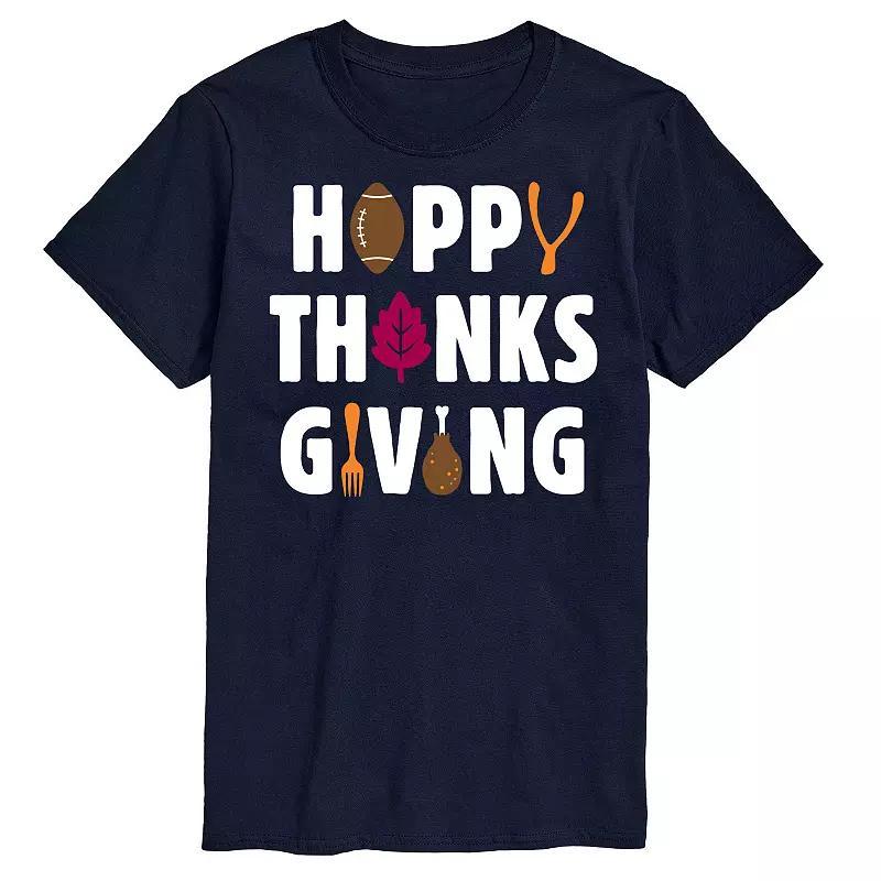 Men's Happy Thanksgiving Icons Graphic Tee, Size: XL, Blue Product Image