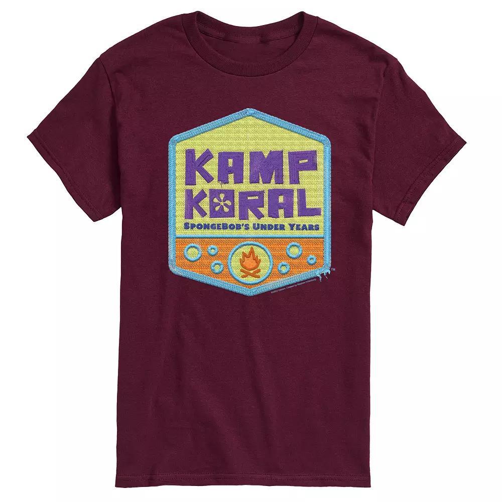 Mens SpongeBob SquarePant Kamp Koral Logo Graphic Tee Red Product Image