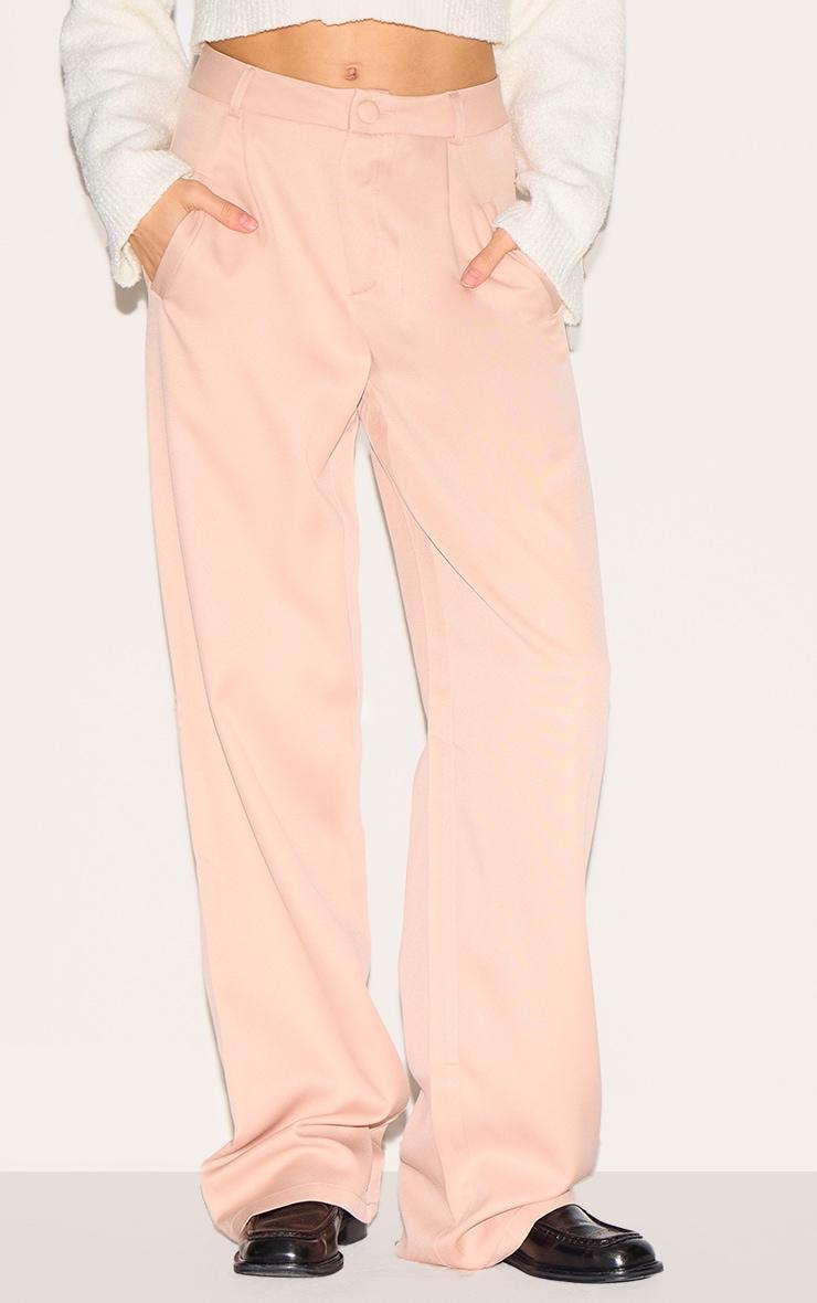 Stone Woven Pleat Detail Wide Leg Pants Product Image