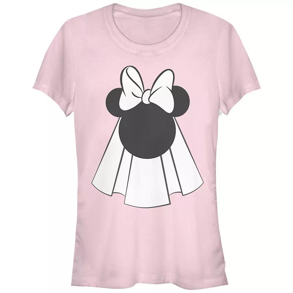 Disneys Minnie Mouse Bride Veil Juniors Graphic Tee, Womens Product Image