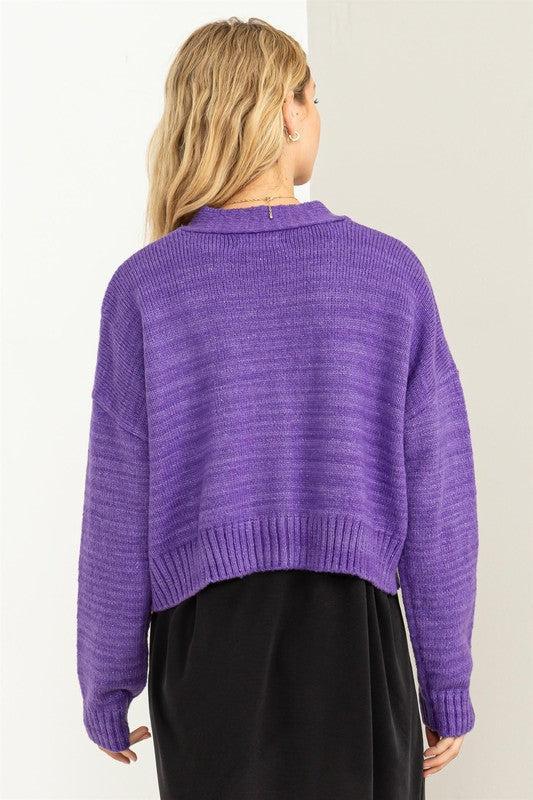 Cute Mood Crop Shoulder Cropped Cardigan Sweater Product Image