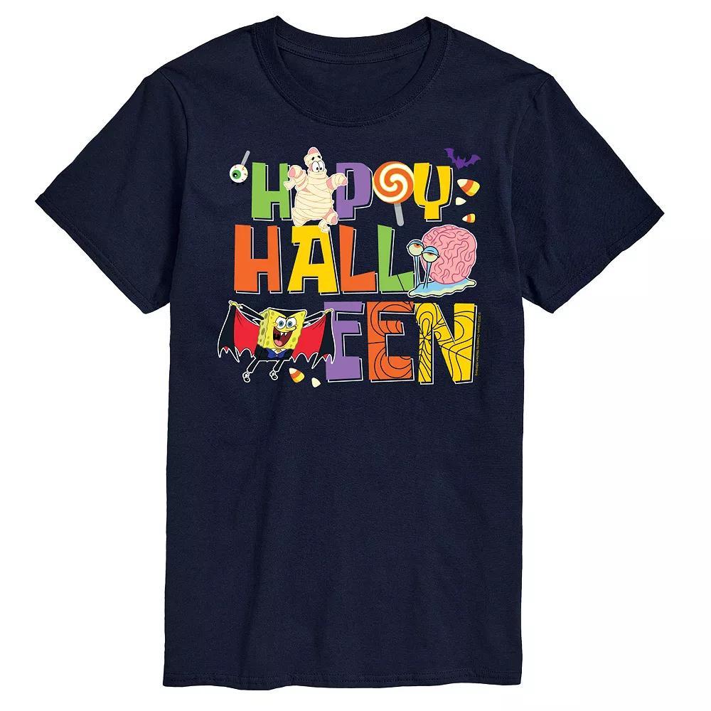 Big & Tall Spongebob Happy Halloween Graphic Tee, Mens Blue Product Image