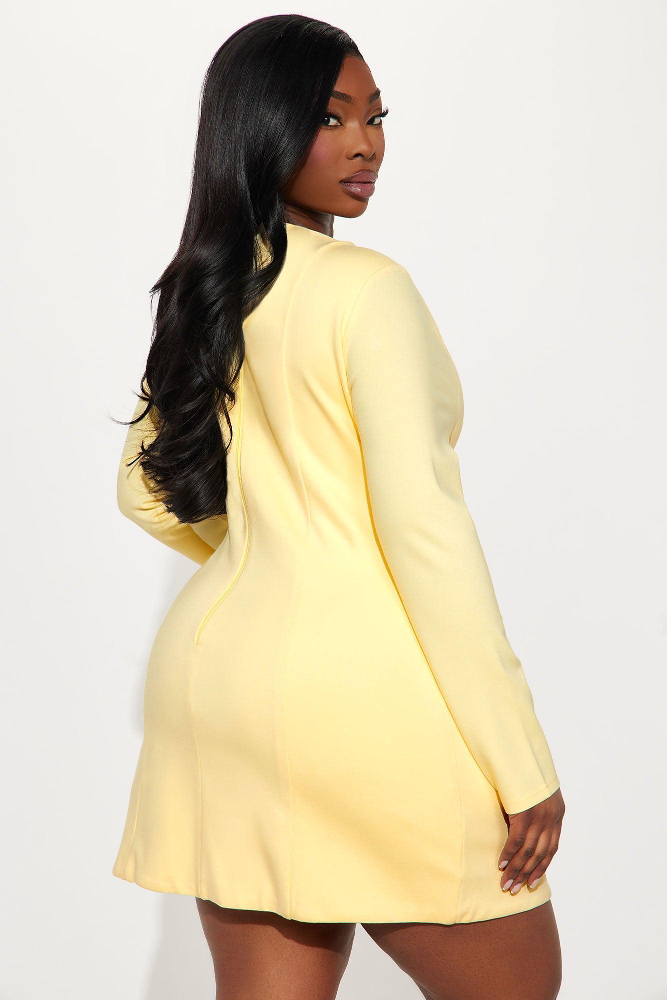 The Bri Ponte Mini Dress - Butter Yellow Product Image