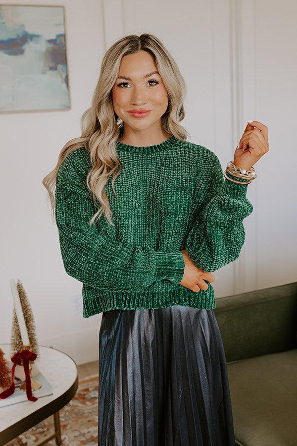 Fall Sentiments Chenille Sweater In Green Product Image