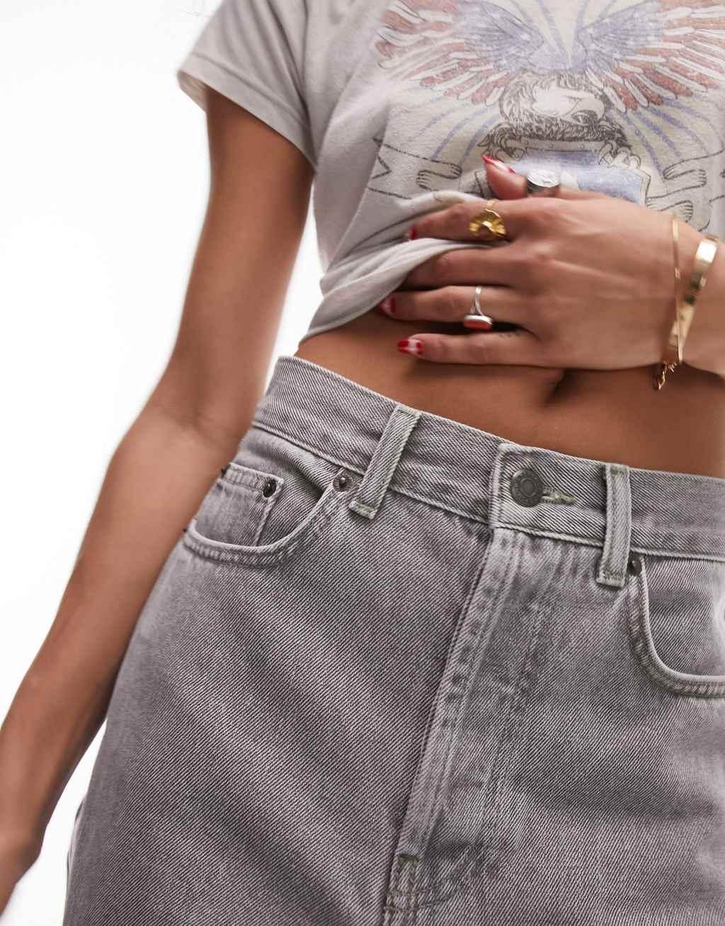 Topshop column jeans in gray Product Image