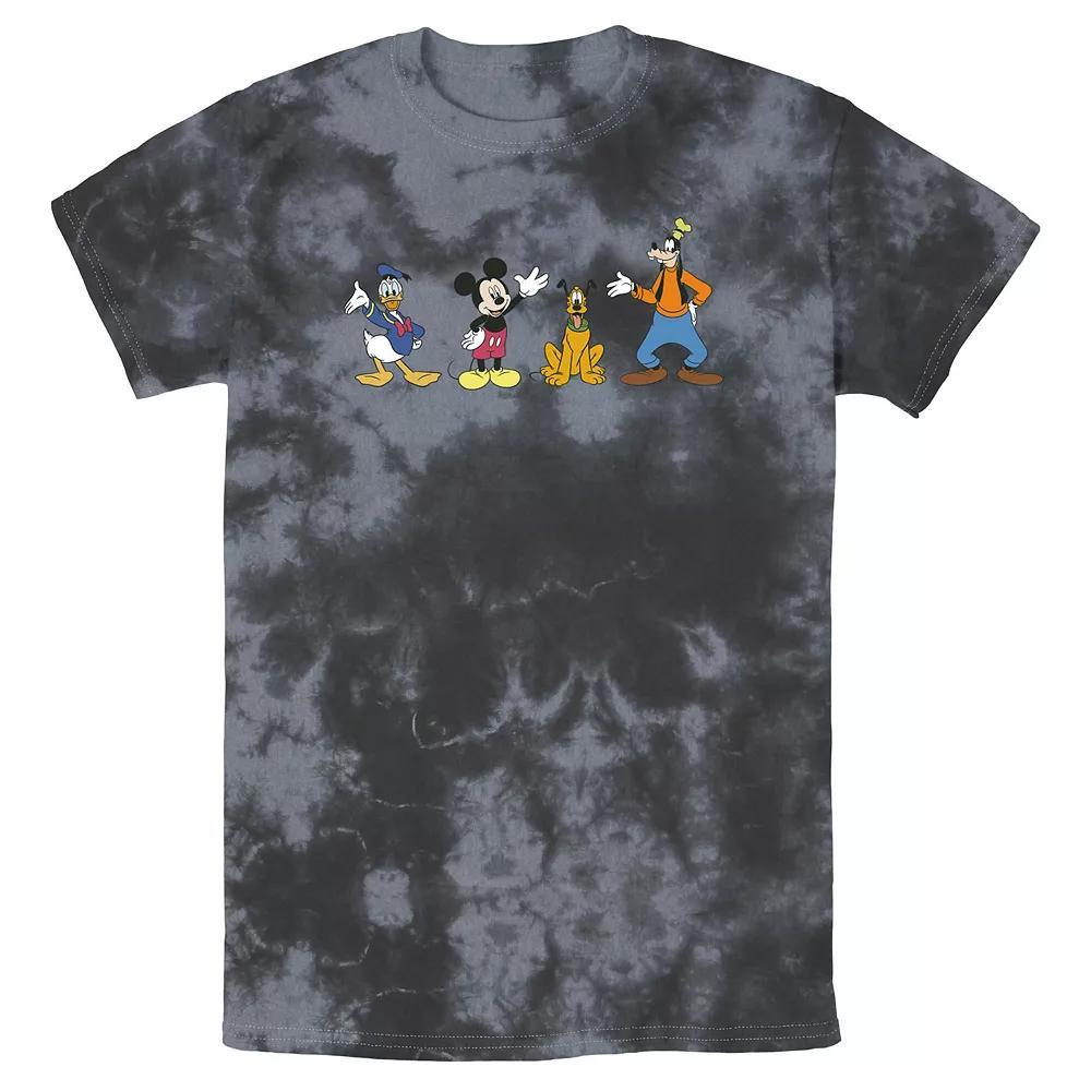 Disney's Mickey Mouse & Friends Men's Line Up Waving Hello Wash Tee, Size: Medium, Black Grey Product Image