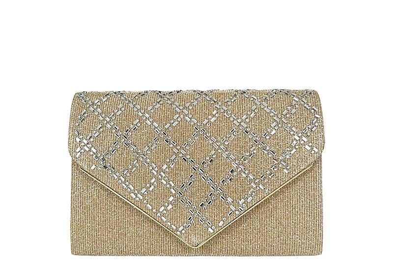 Badgley Mischka Womens Diamond Crystal Pattern Structured Envelope Clutch Product Image