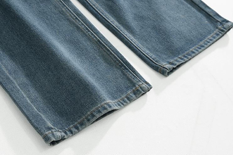 RT No. 6510 WASHED BLUE DENIM WIDE STRAIGHT JEANS Product Image