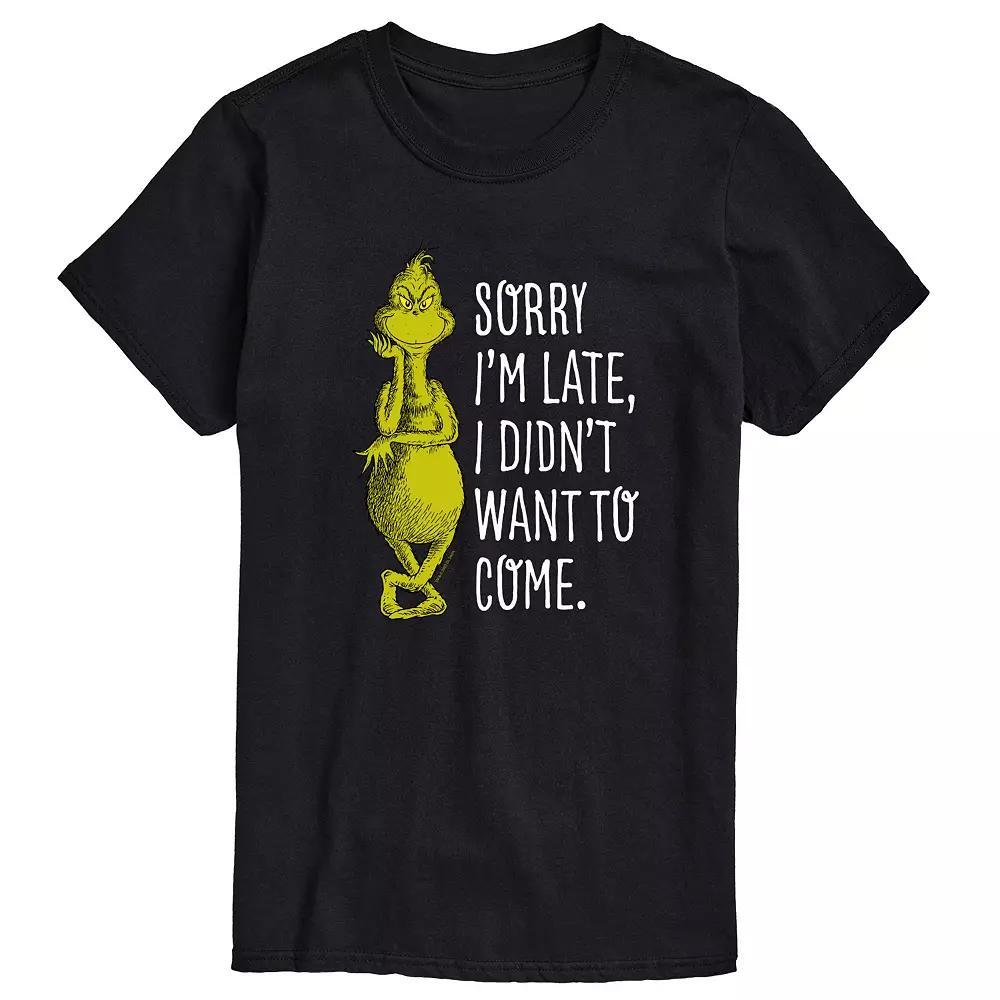 Big & Tall Dr. Seuss Grinch Sorry I'm Late Graphic Tee, Men's, Size: 6XB, Black Product Image