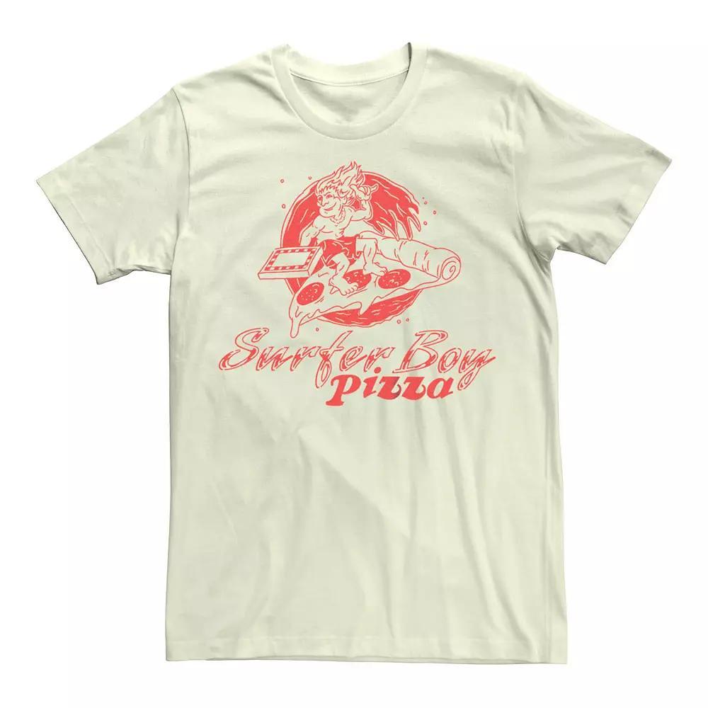 Men's Stranger Things Surfer Boy Pizza Graphic Tee, Size: Medium, Natural Product Image