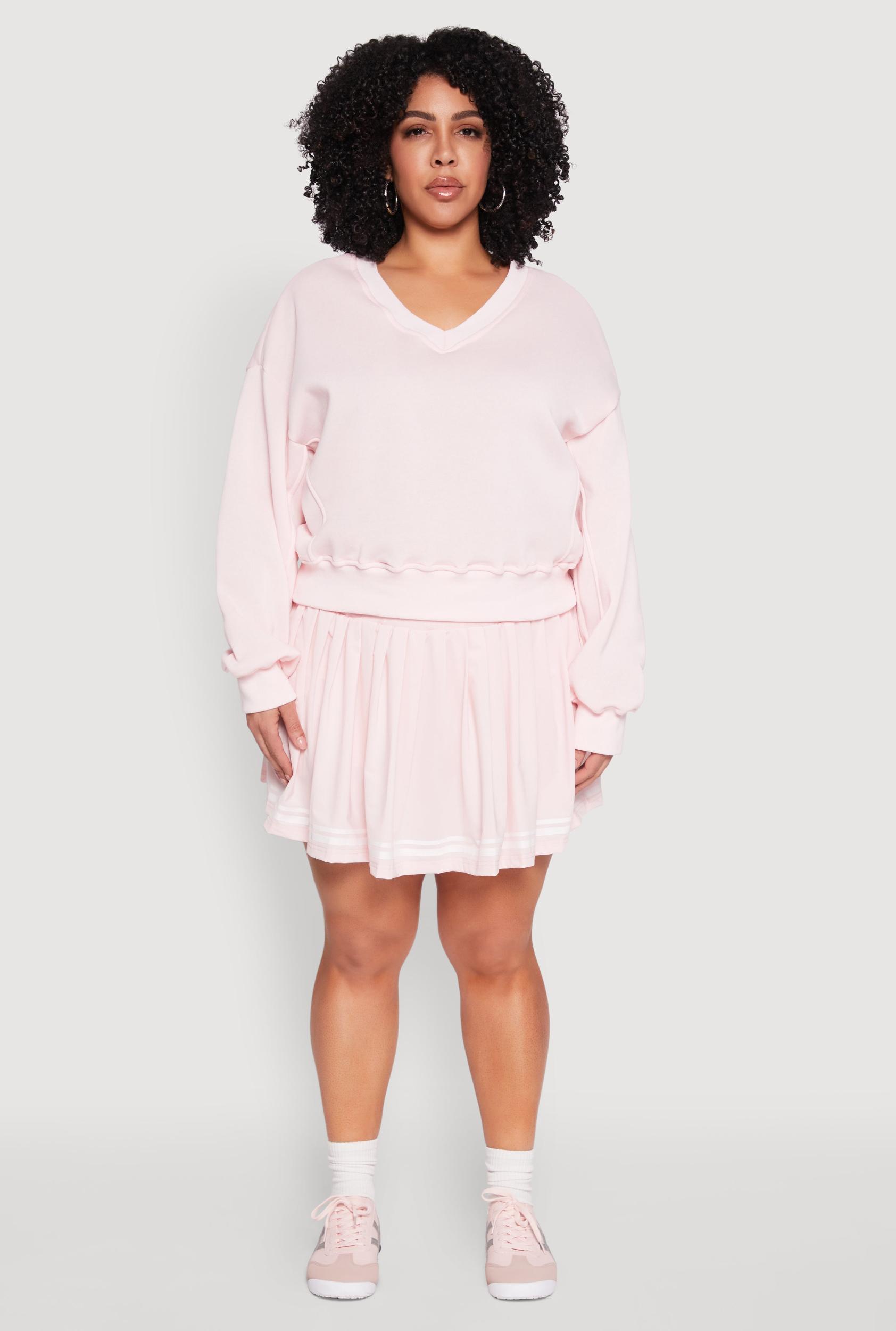 Womens Plus Size Varsity Stripe Pleated Skirt Product Image