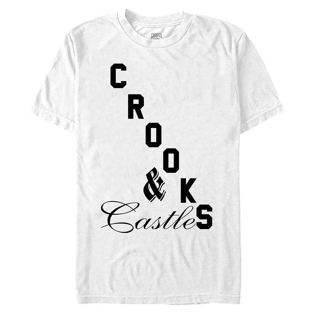 Men's Crooks And Castle Mixed Font Title Logo Graphic Tee, Size: 3XL, White Product Image