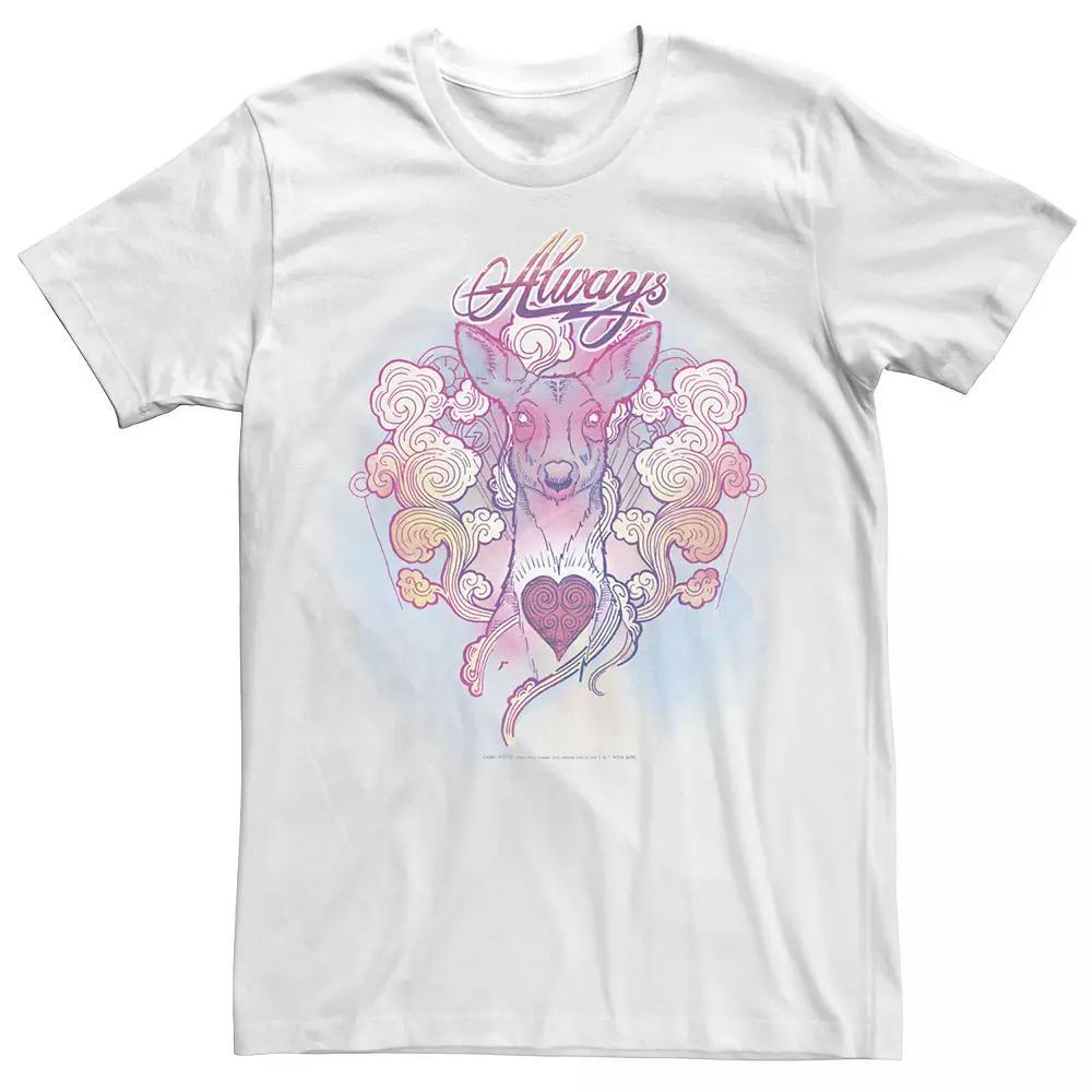 Men's Deathly Hallows 2 Always Water Color Doe Portrait Tee, Size: XXL, White Product Image