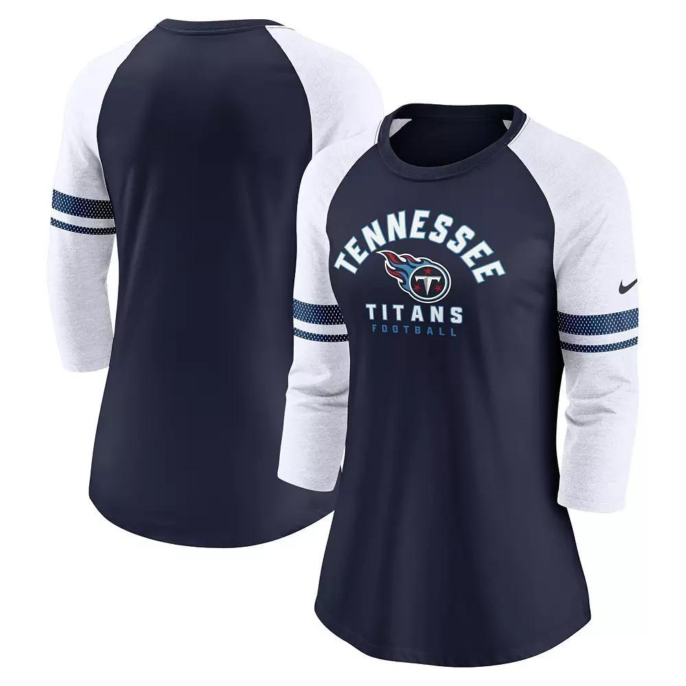 Womens Nike Tennessee Titans 3/4-Sleeve Lightweight Raglan Fashion T-Shirt Blue Product Image