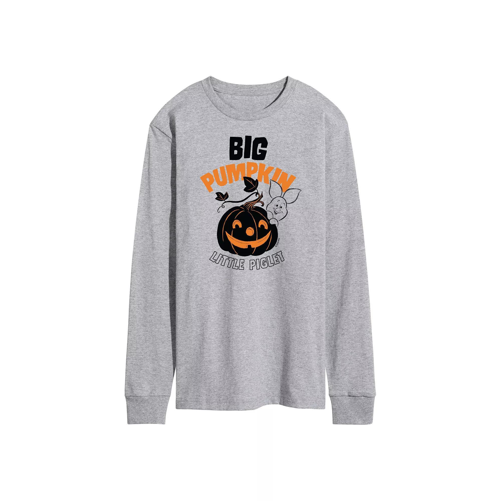 Disneys Winnie the Pooh Mens Big Pumpkin, Little Pig Long Sleeve Graphic Tee Product Image