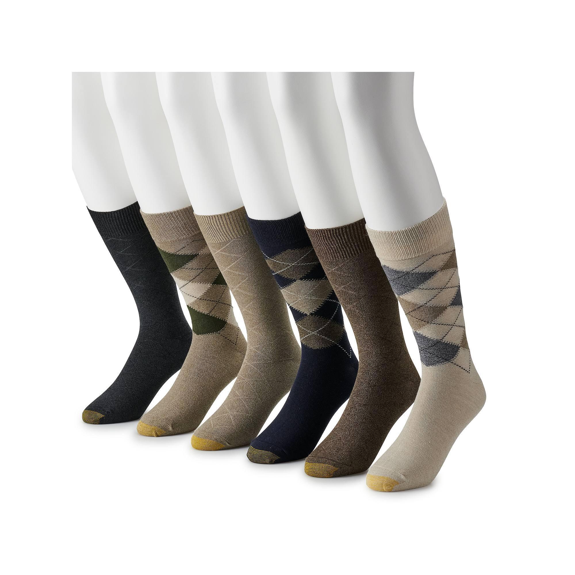 Men's GOLDTOE® 6-pack Cambell Argyle Crew Socks, Size: 6-12, Burg Team Product Image