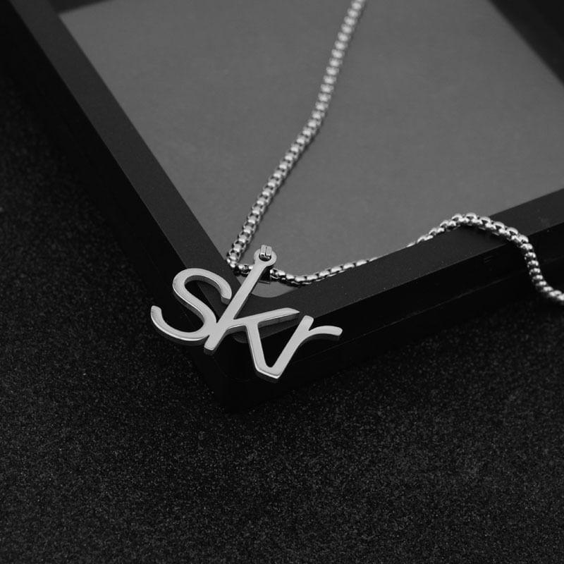 Lettering Pendant Box Chain Necklace Product Image