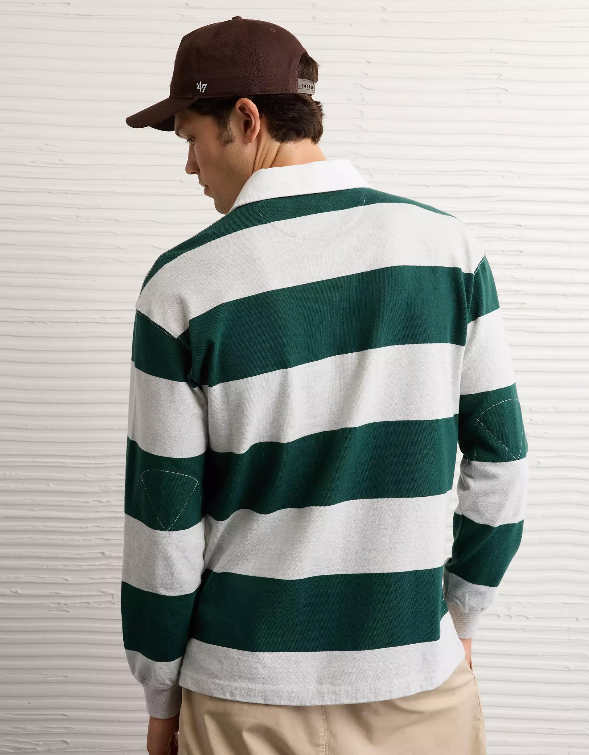 AE Long Sleeve Boxy Rugby Polo Shirt Product Image