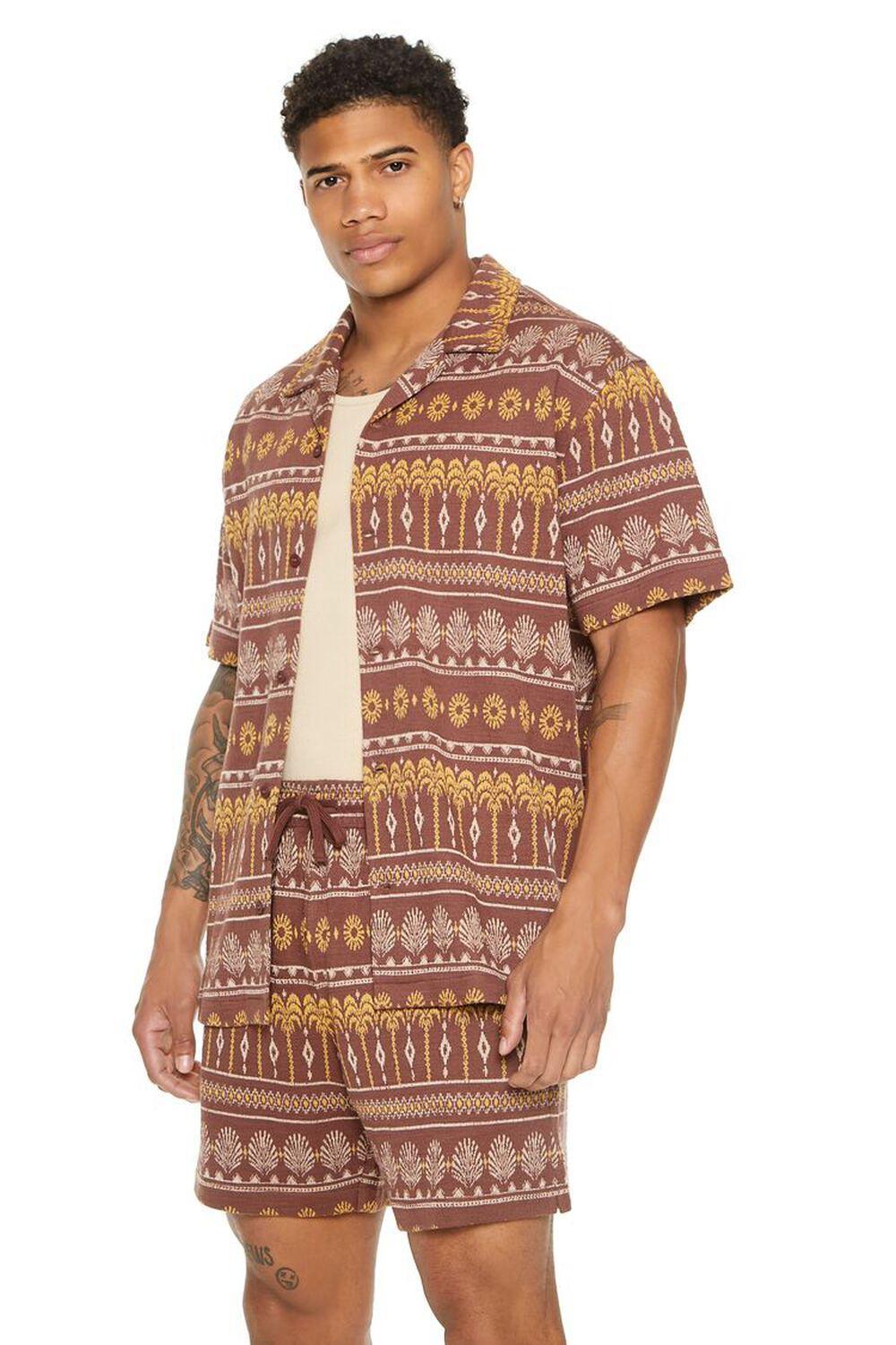 Geo Print Cuban-Collar Shirt | Forever 21 Product Image