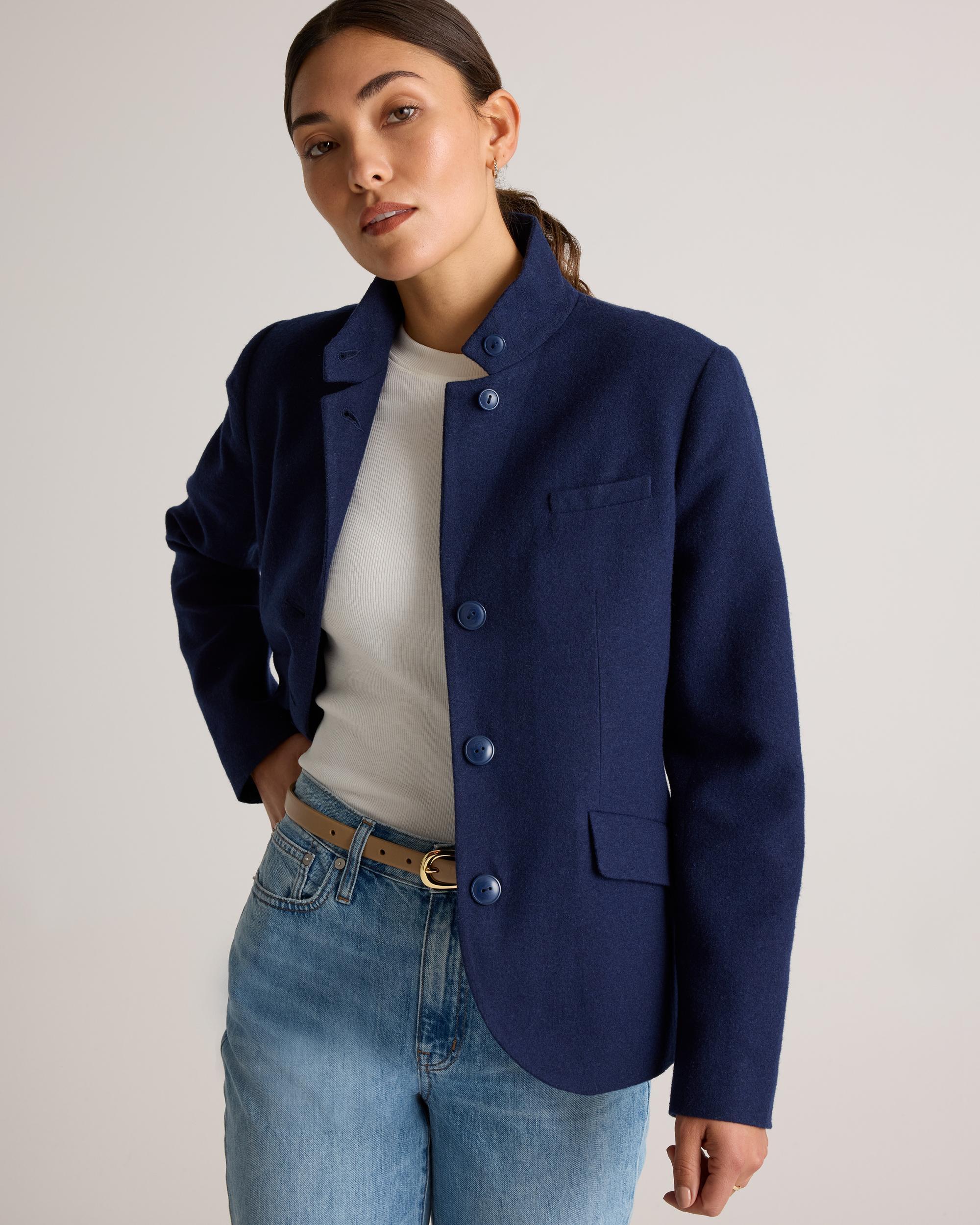 Quince | Women's Italian Wool Stand Collar Blazer Size XS Product Image