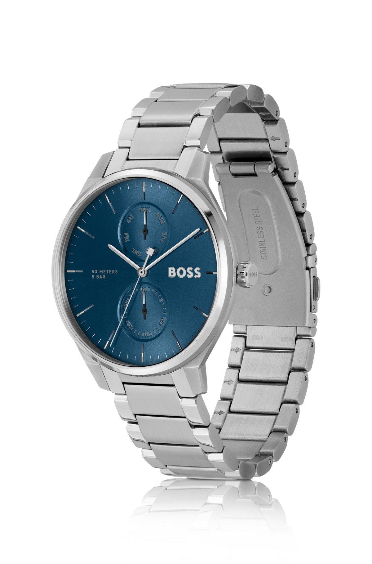 BOSS - Blue-dial watch with stainless-steel link bracelet Product Image