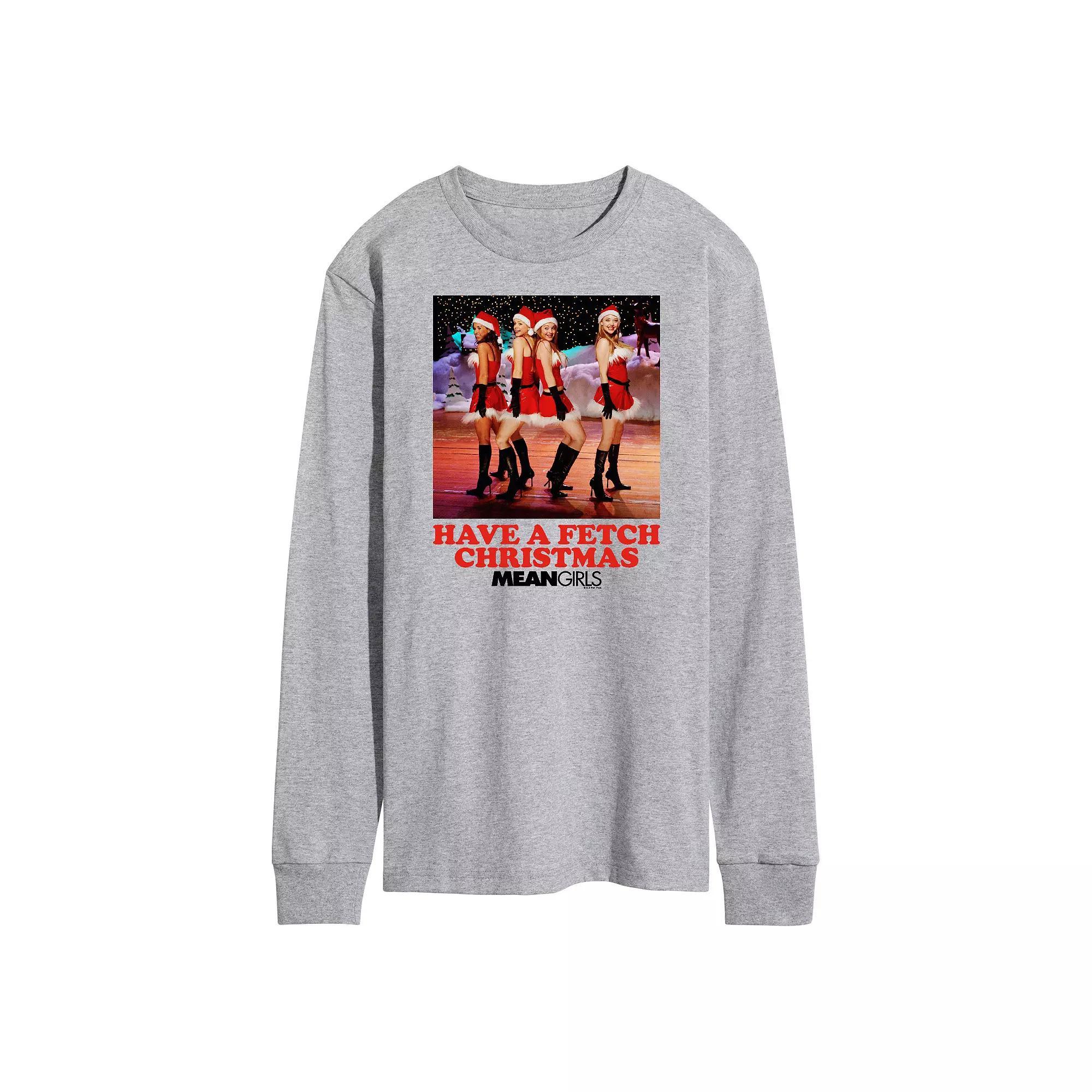 Mens Mean Girls Santa Long Sleeve Graphic Tee Grey Gray Product Image
