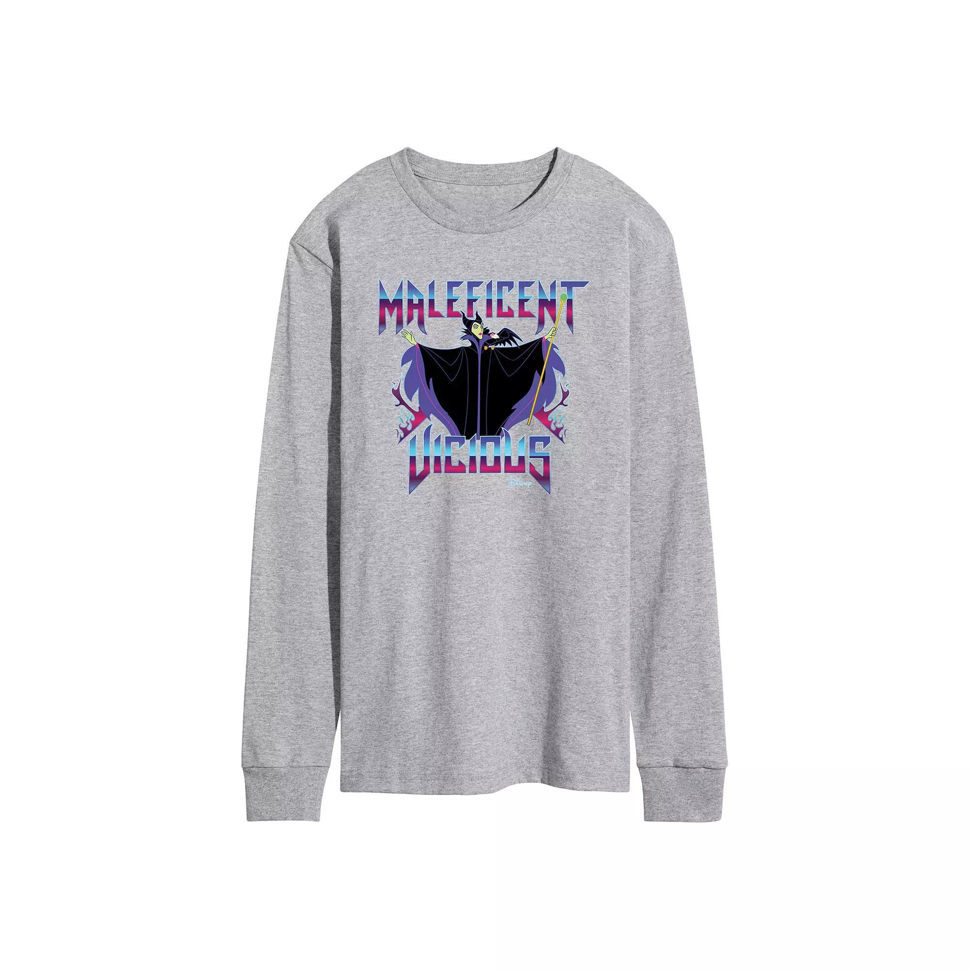 Disney Villains Maleficent Mens Vicious Long Sleeve Graphic Tee Grey Gray Product Image