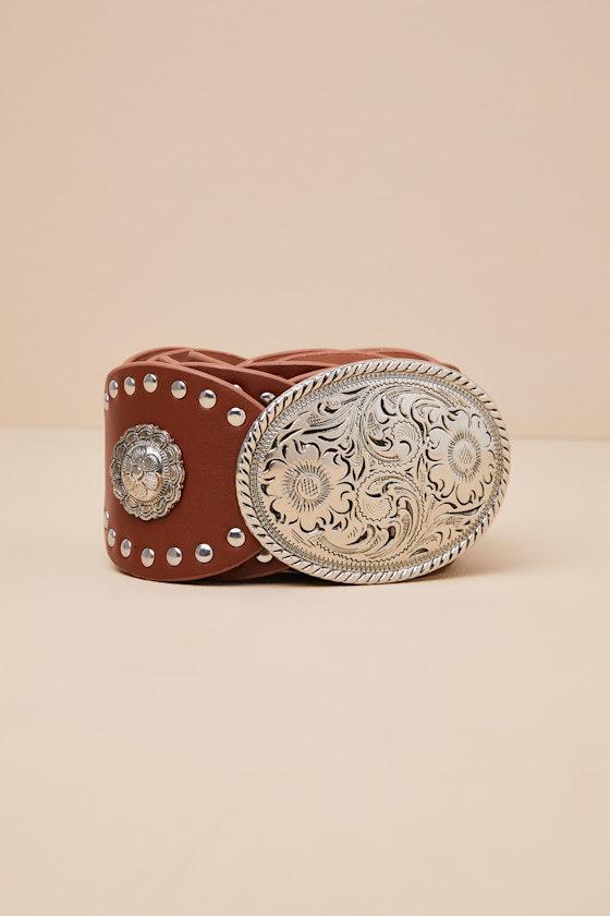 Leota Brown Studded Disc Belt Product Image