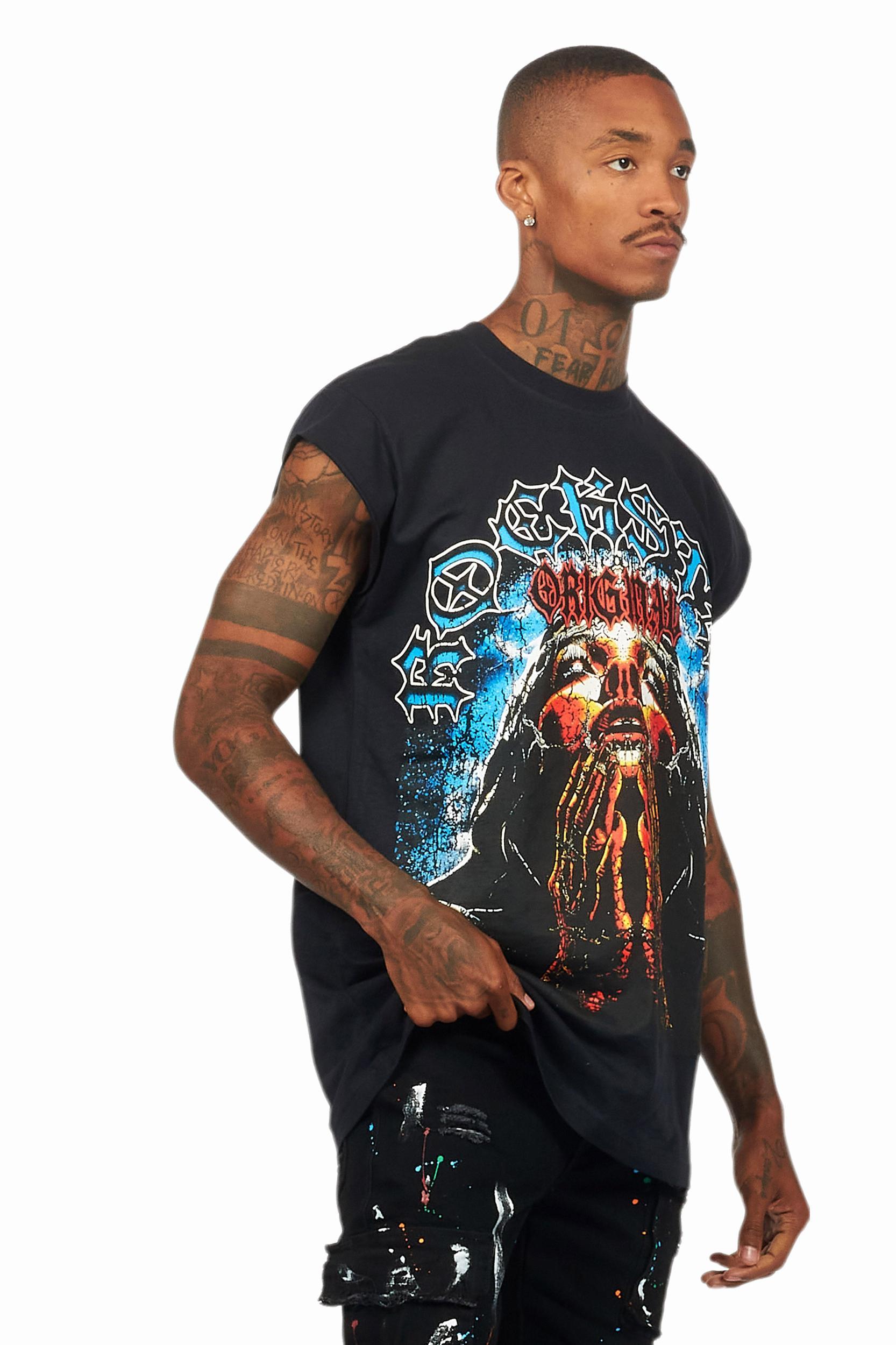 Dallan Black Graphic Muscle T-Shirt Male Product Image