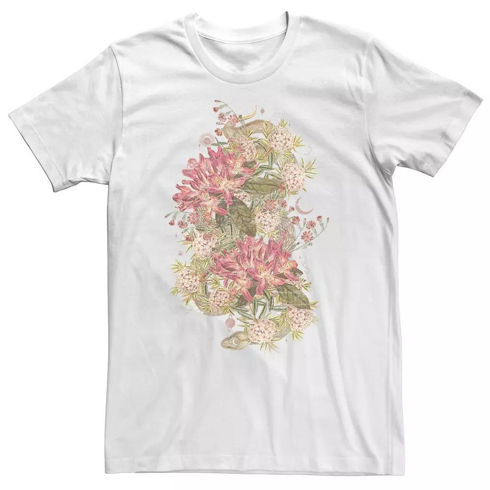 Big & Tall Trendy Celestial Floral Snake Tee, Men's, Size: XL Tall, White Product Image