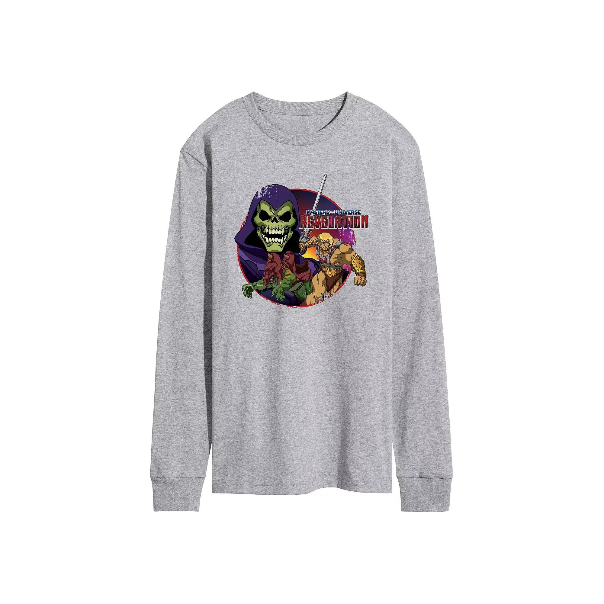Mens He-Man Masters of the Universe Long Sleeve Graphic Tee Athletic Grey Product Image