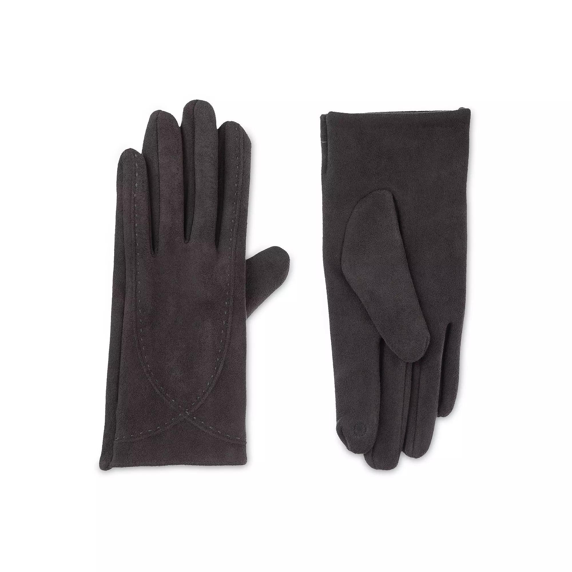 Women's isotoner Shortie Stretch Microsuede Touchscreen Gloves, Size: Small-Medium, Grey Product Image