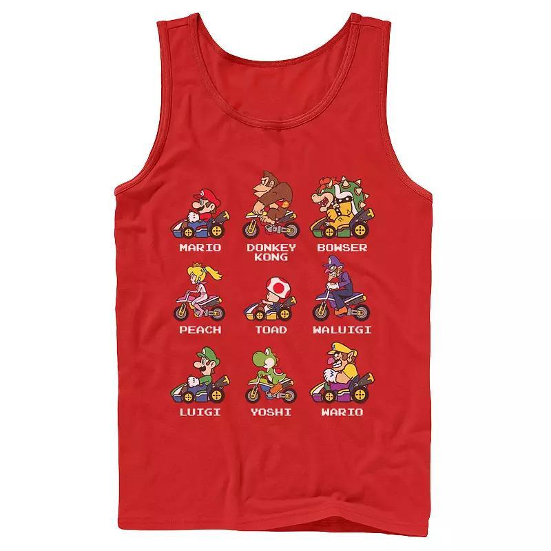 Men's Nintendo Mario Kart Racers Side View Names Tank Top, Size: Large, Black Product Image